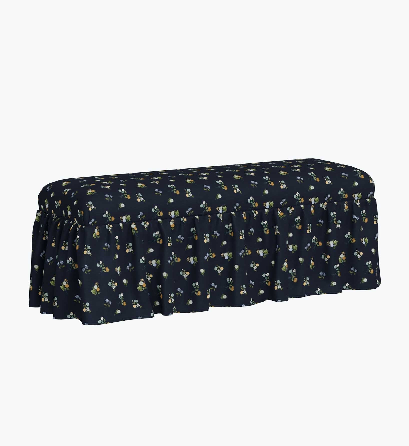 Surrey Dining Bench - Ditsy Dahlia Navy