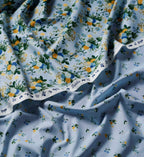 Ditsy Dahlia Cotton Fabric - Blue
